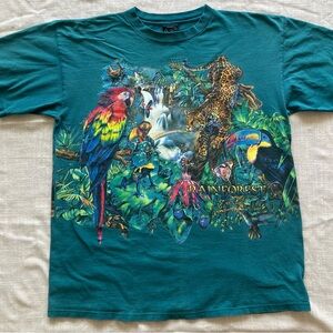 Teal Rainforest Graphic tee-shirt by Habitat size XL.